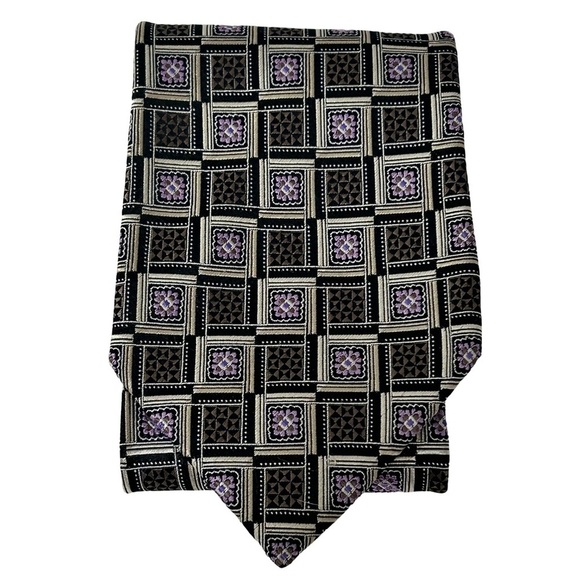 Ermengildo Zegna Luxury Necktie Tie 100% Silk Vintage Gold Tones Orchid Flawless - Picture 6 of 10